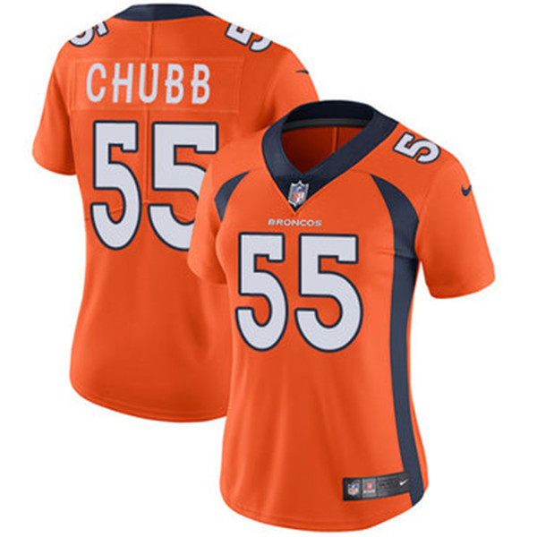 Women's Denver Broncos #55 Bradley Chubb Orange Vapor Untouchable Limited Stitched NFL Jersey(Run Small)